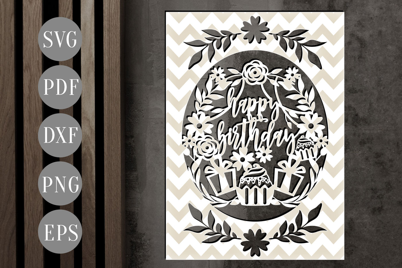 Birthday Card Papercut Cutting File Cupcake Clipart Floral Pdf By Personal Epiphany Thehungryjpeg Com