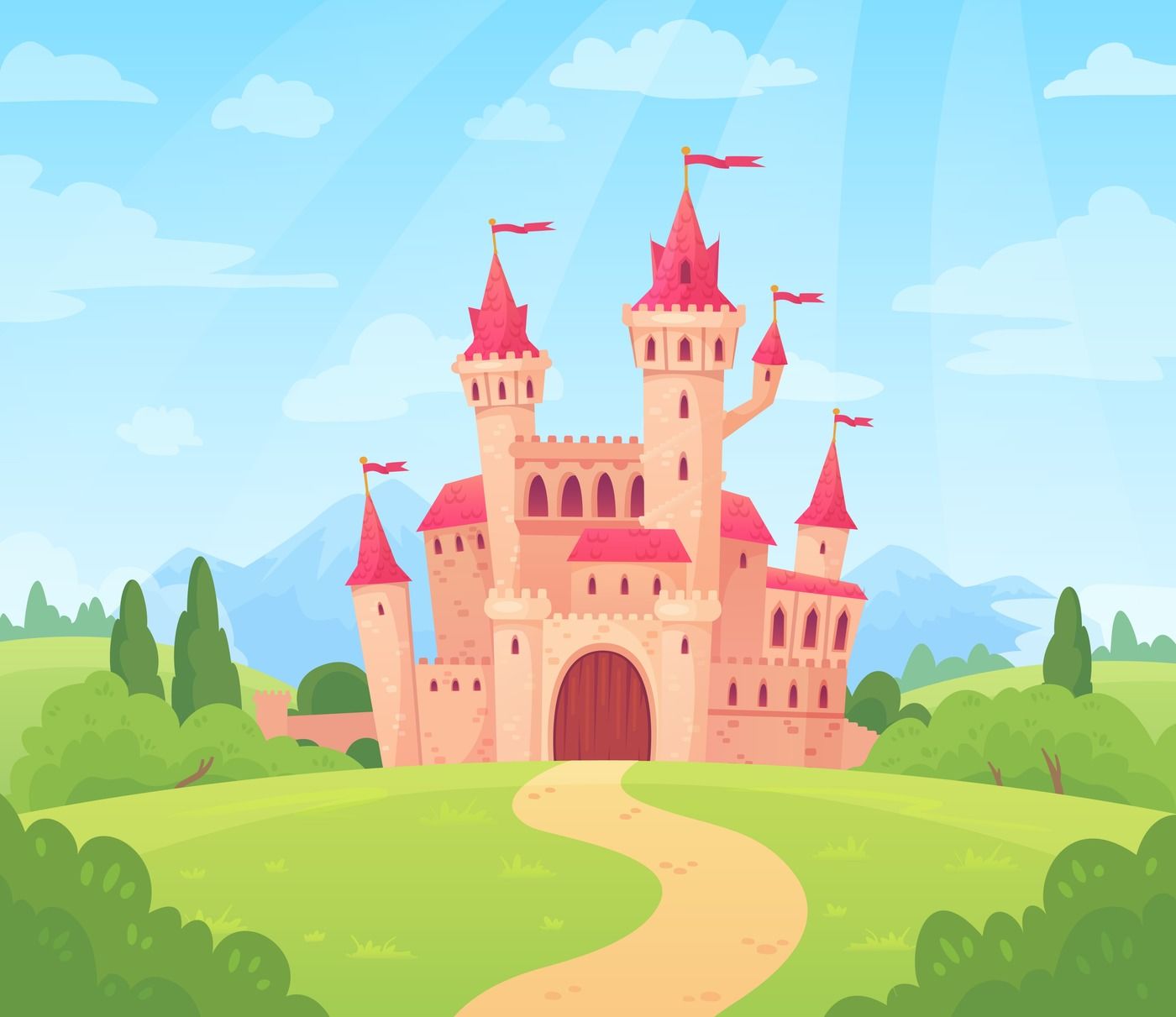 Fairytale Landscape With Castle Fantasy Palace Tower Fantastic Fairy By Tartila Thehungryjpeg Com