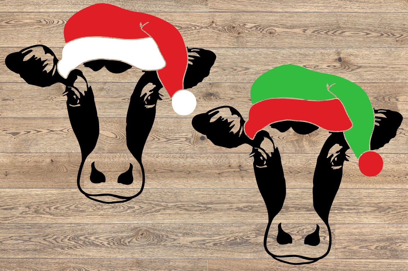Cow Whit Christmas Hat Svg Farm Heifer Santa Claus Props 1087s By Hamhamart Thehungryjpeg Com