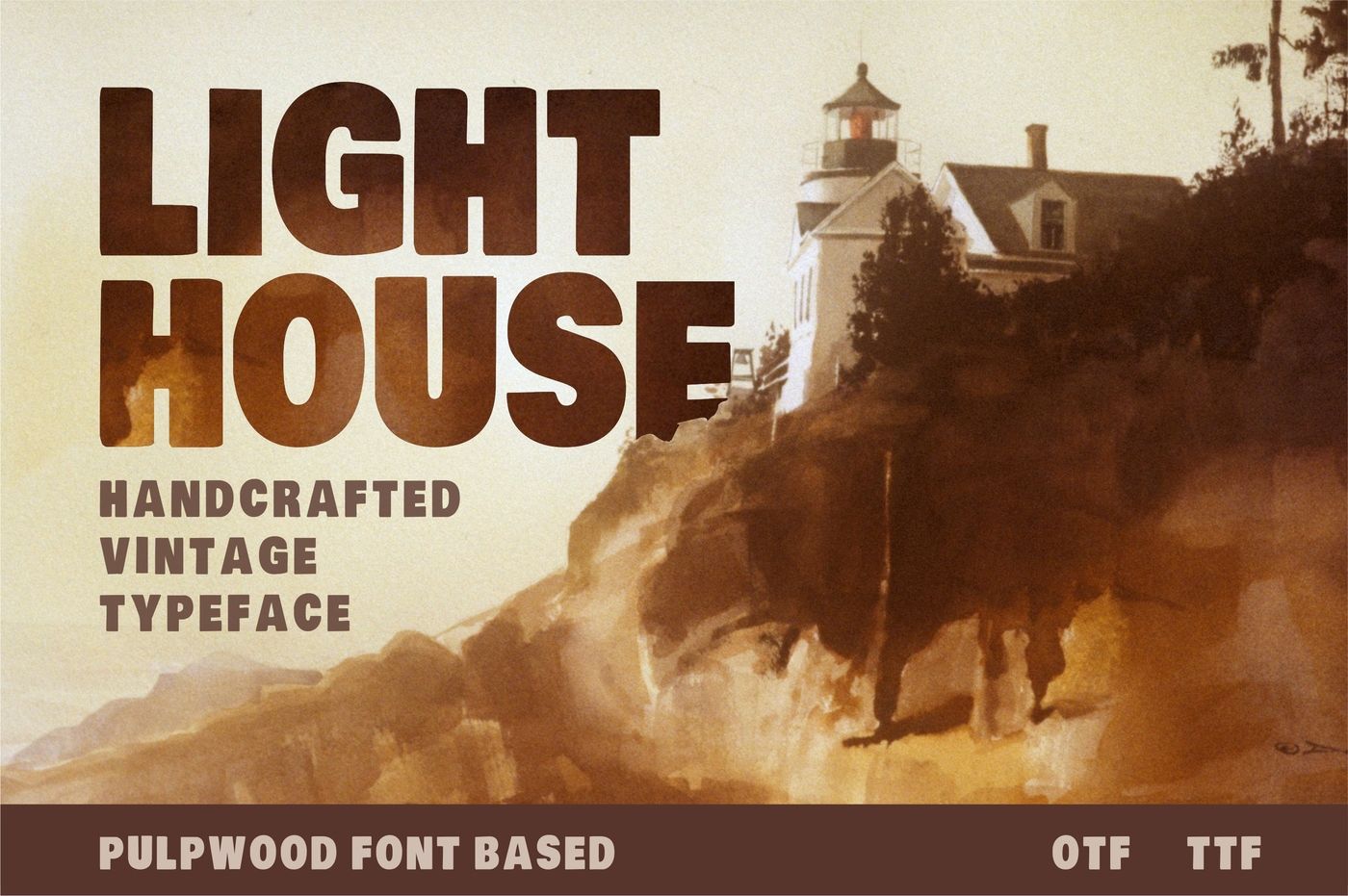 Lighthouse Handcrafted Pulpwood Font Based Typeface By Vintage Font Lab Thehungryjpeg Com
