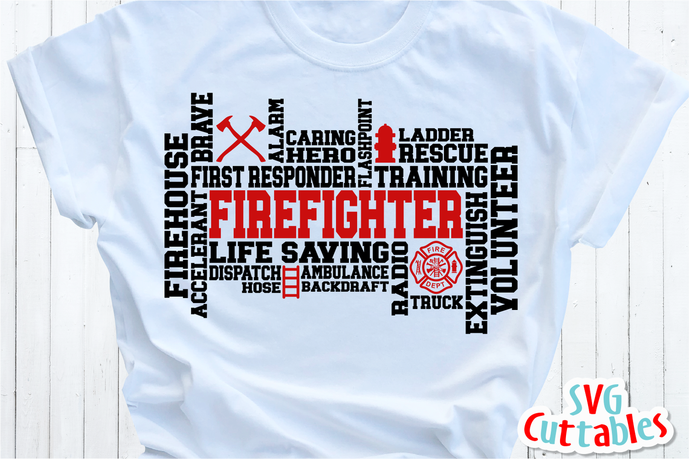 Firefighter Word Art | Cut File By Svg Cuttables | TheHungryJPEG.com