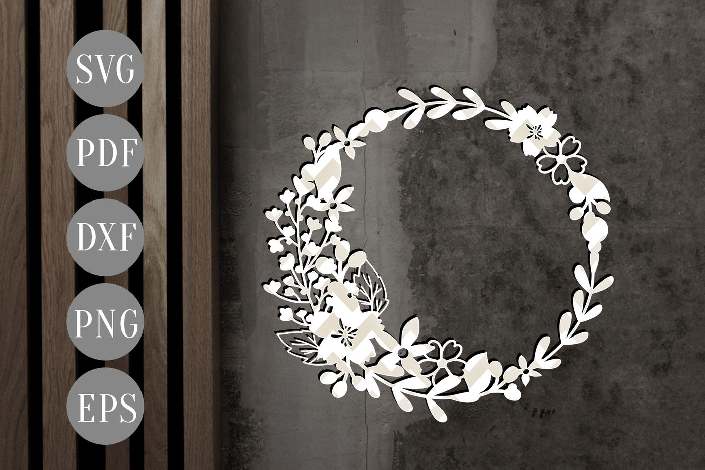 Floral Wreath SVG, Papercut Template, Flowers Cutting File DXF, PDF By Personal Epiphany ...