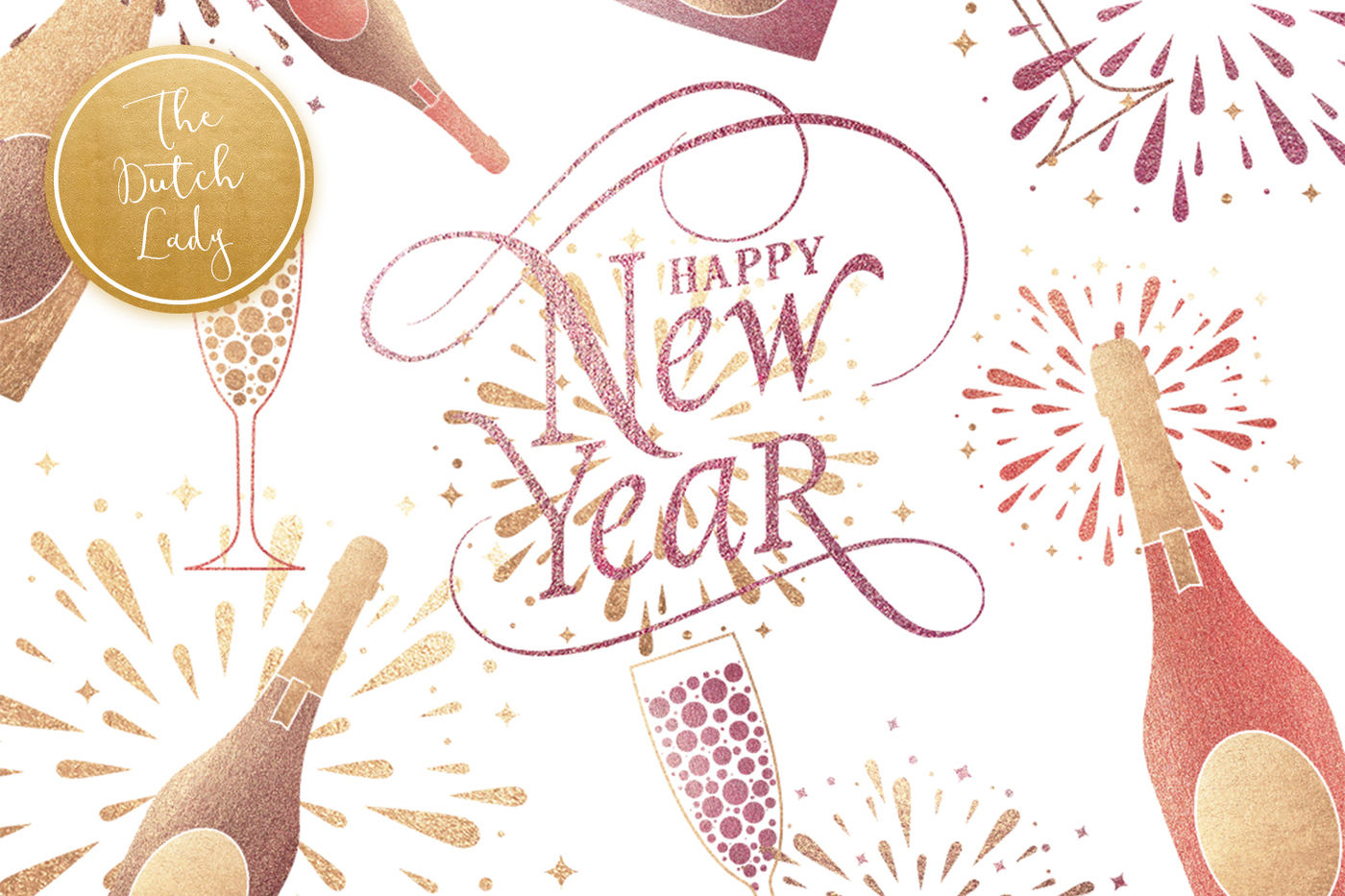 Happy New Year & Party Clipart Set By The Dutch Lady Designs