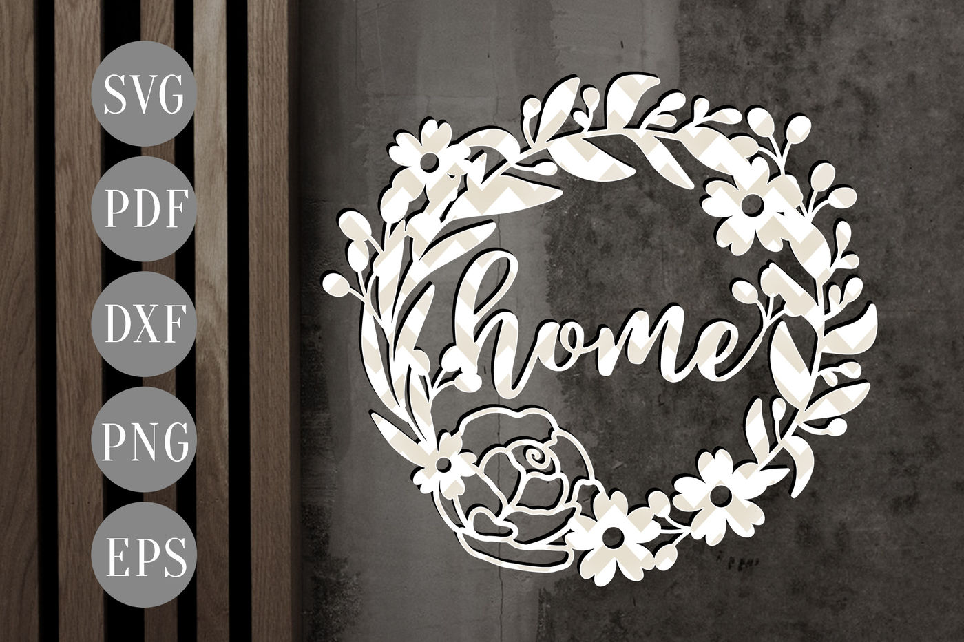 Download Home Floral Wreath Svg Papercut Template Flowers Cut File Dxf Pdf By Personal Epiphany Thehungryjpeg Com