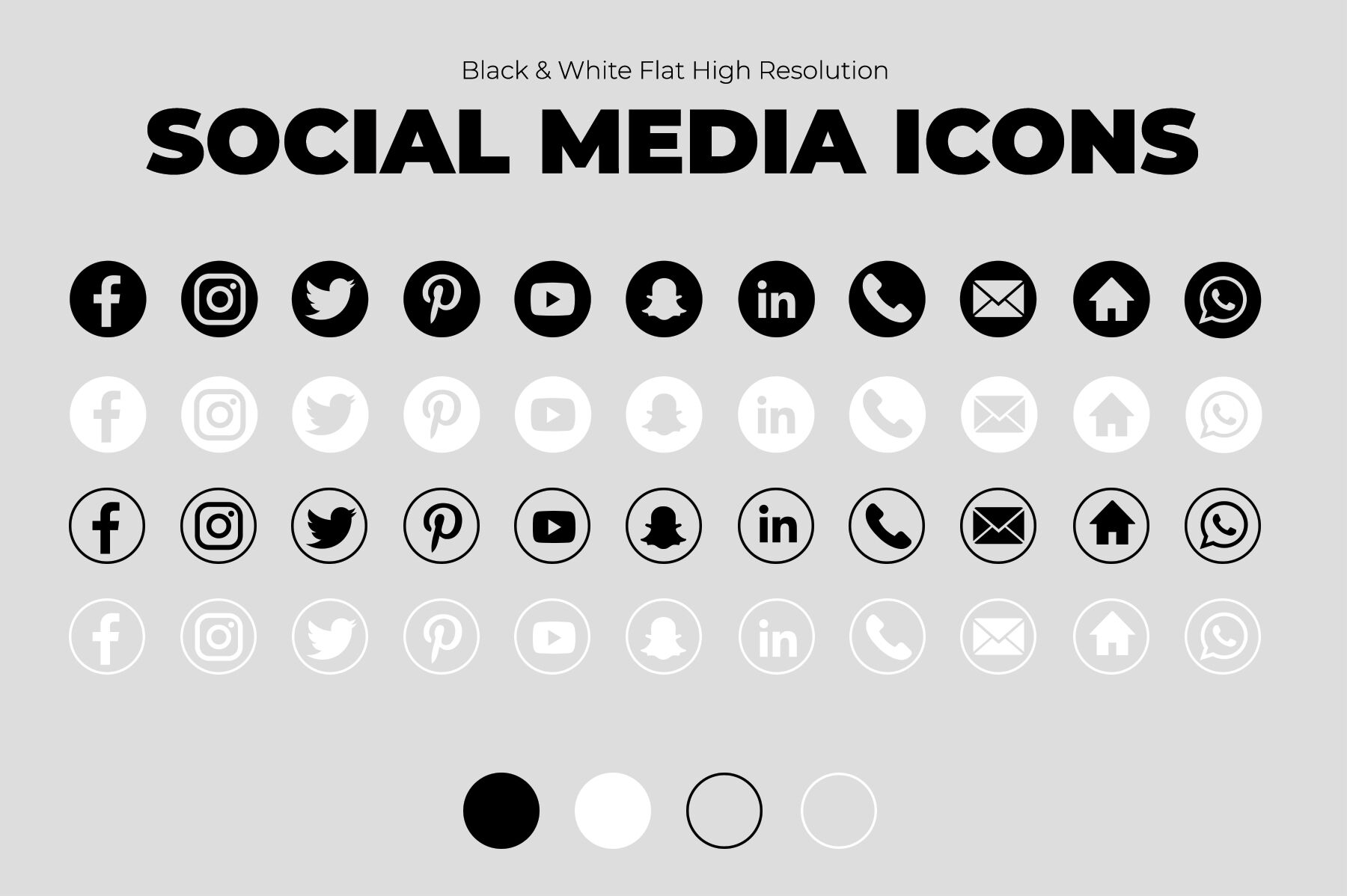 Download 11 Black & White Social Media Icons - PNG, SVG, AI, PSD By ...