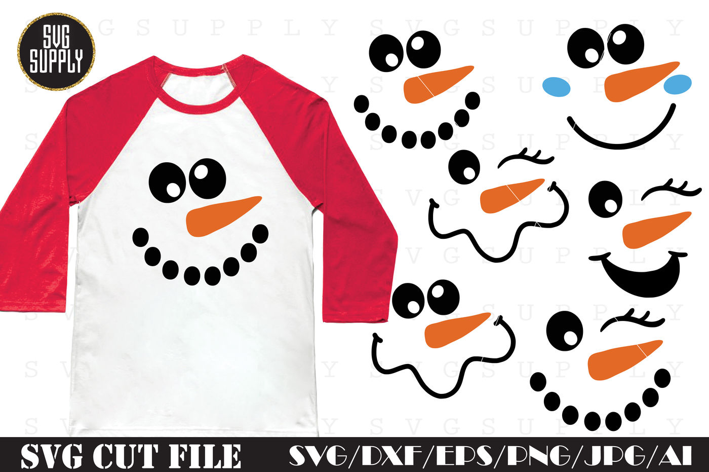 Snowman Face Set Svg Cut File By Svgsupply Thehungryjpeg Com