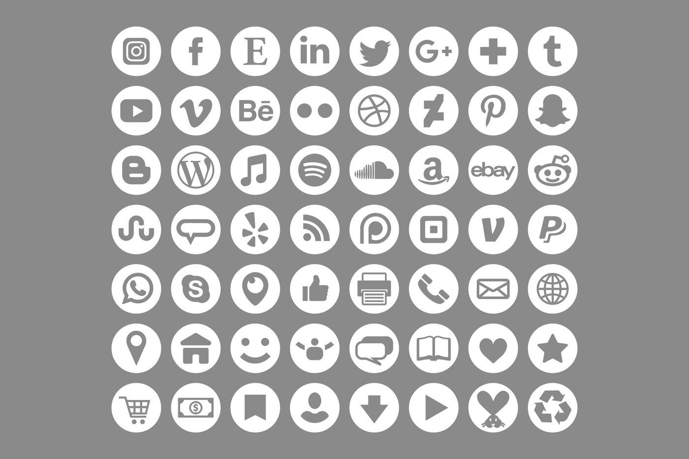 White Round Social Media Icons By Running With Foxes