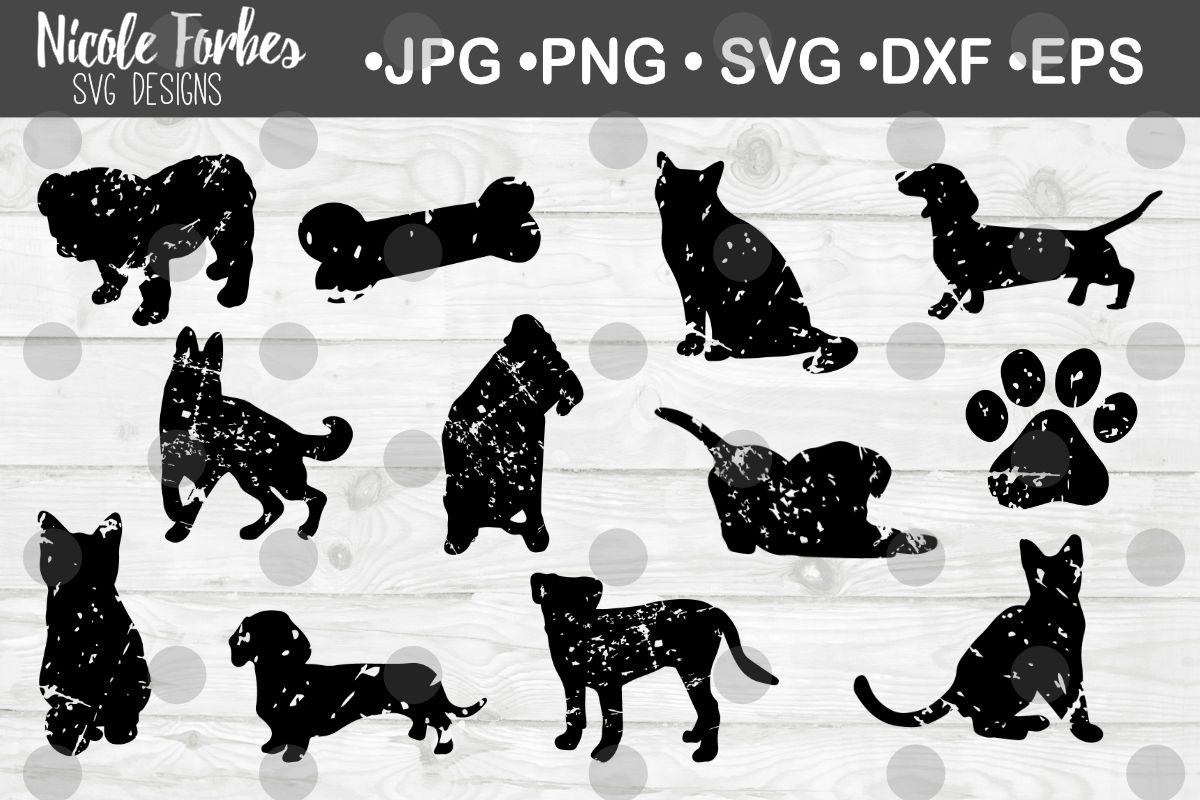 Download Distressed Pet Silhouette SVG Cut File Bundle By Nicole ...