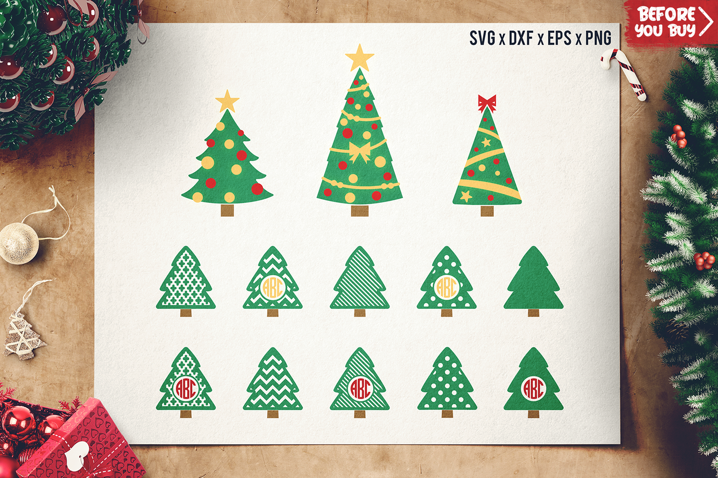 Christmas Tree Svg Cut Files Christmas Monogram Frame Svg By Sharpsvg Thehungryjpeg Com