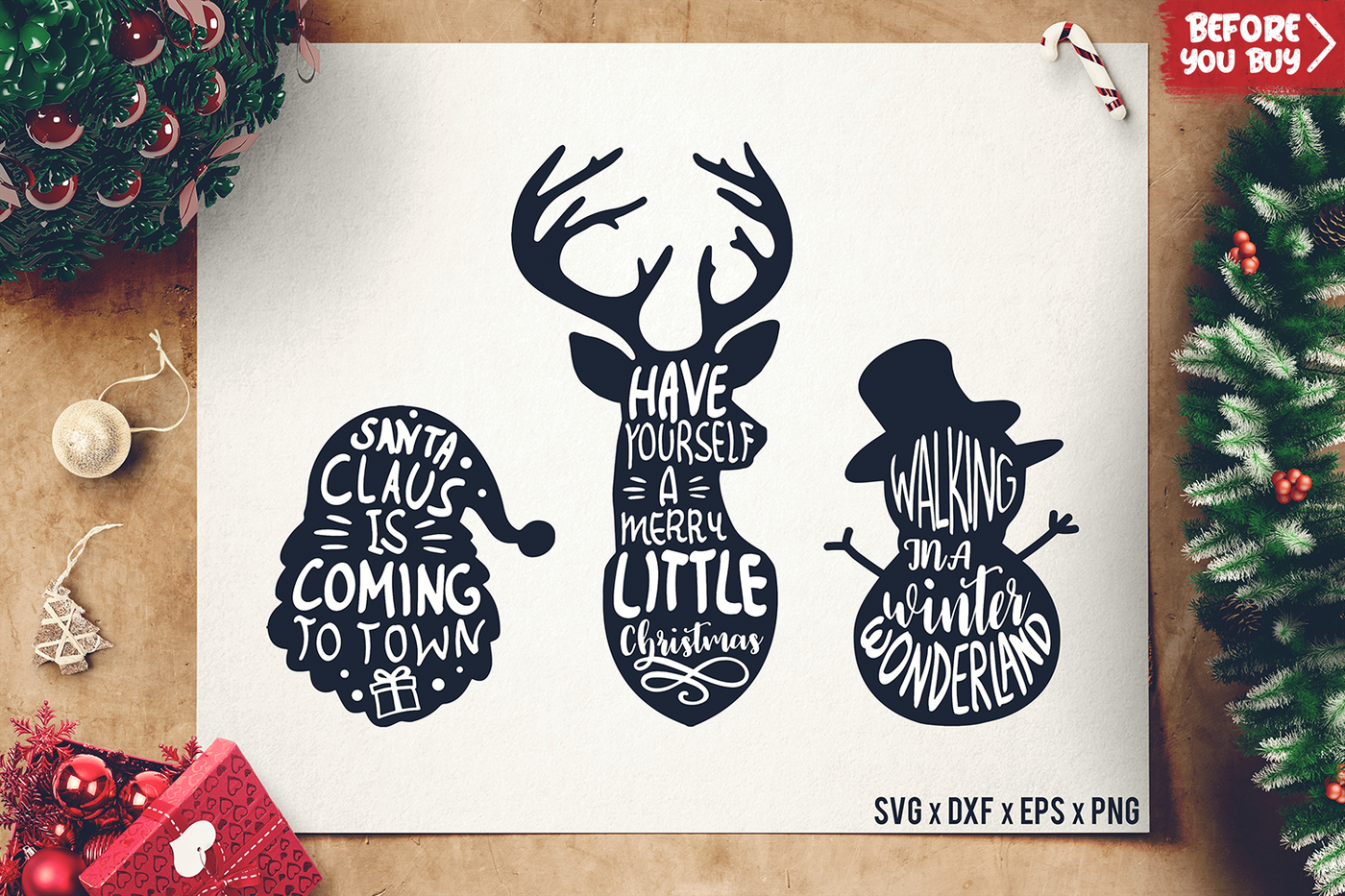 Christmas Sayings SVG Bundle - Christmas Quotes SVG - DXF II By