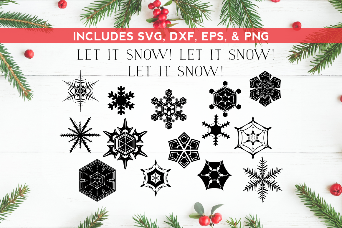 Snowflakes Svg Dxf Eps Png By Kelly Jane Creative Thehungryjpeg Com
