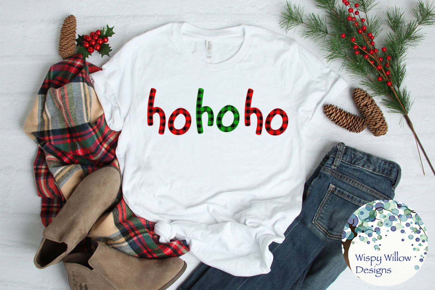 Ho Ho Ho Christmas Buffalo Plaid Svg By Wispy Willow Designs Thehungryjpeg Com
