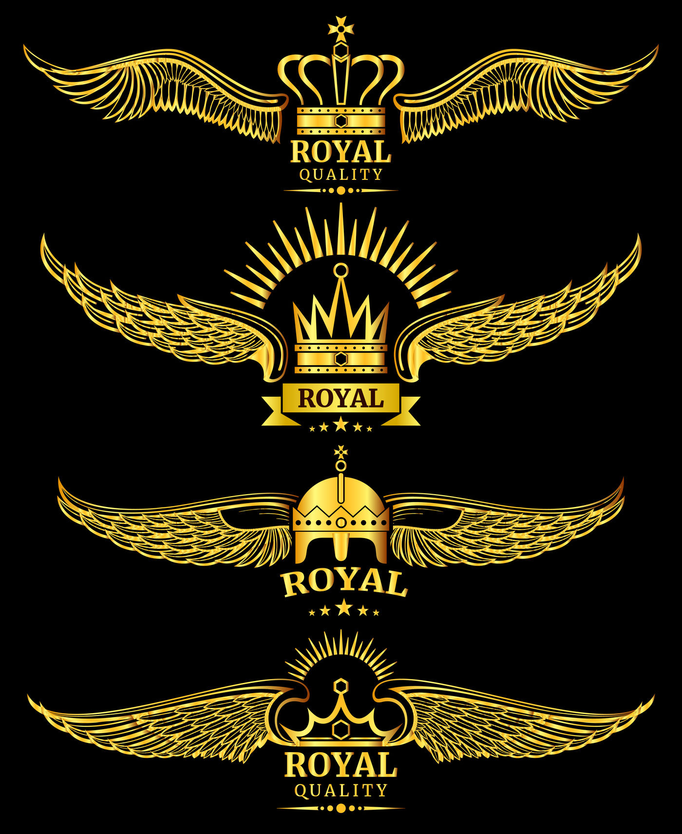 Download Golden Vector Wing Crown Royal Logo By Microvector Thehungryjpeg Com