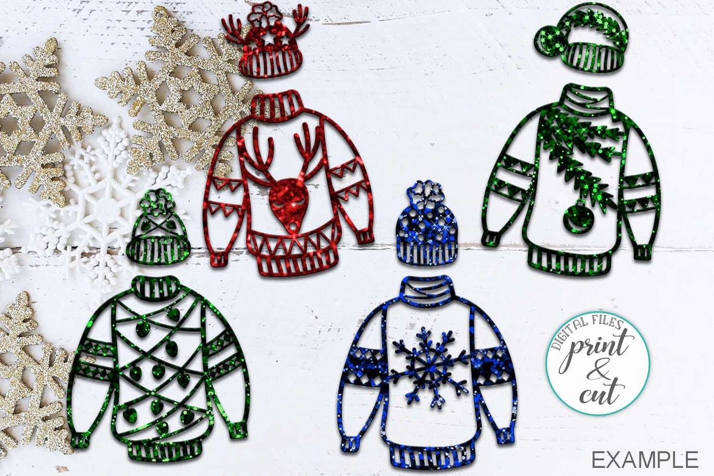 Download Ugly Christmas Sweaters bundle SVG laser paper vinyl cut ...