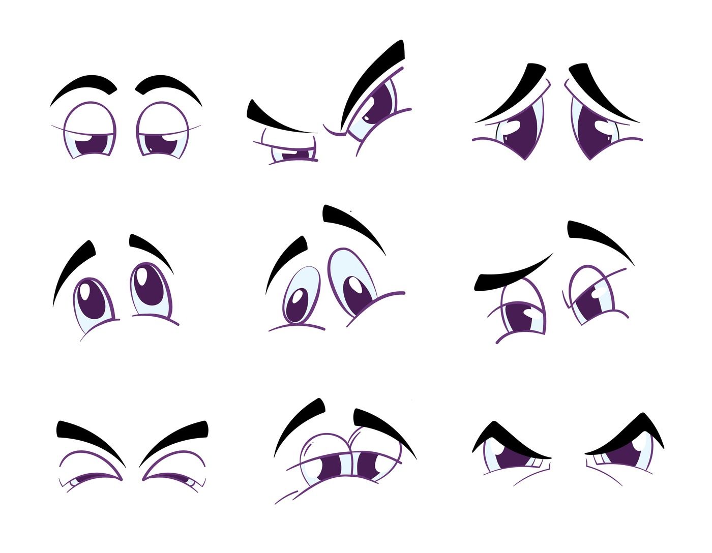 Variety expressions of funny cartoon eyes vector set By Microvector |  TheHungryJPEG