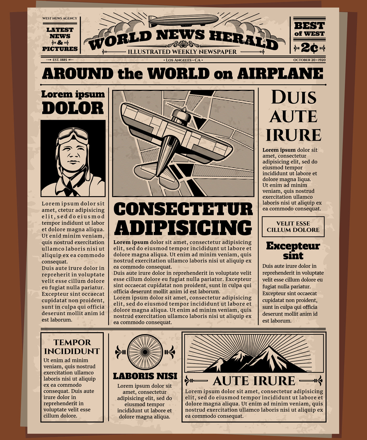 Old newspaper, vintage newsprint vector template By Microvector ...