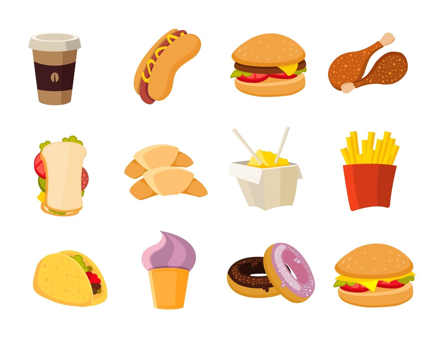 Vector cartoon fast food collection By Microvector | TheHungryJPEG