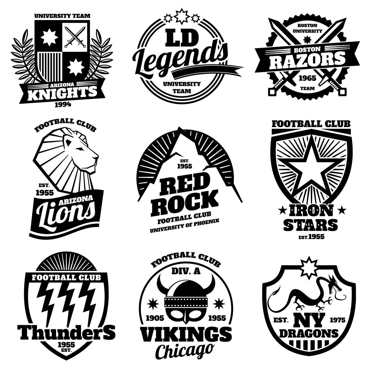 College Athletic Labels Varsity Emblems Vintage Sports Teams Badges By Microvector Thehungryjpeg Com