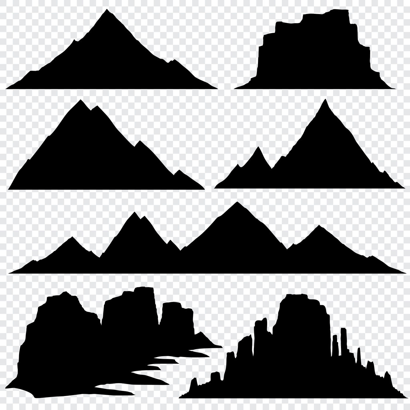 Mountain silhouette vector skyline panoramic view By Microvector