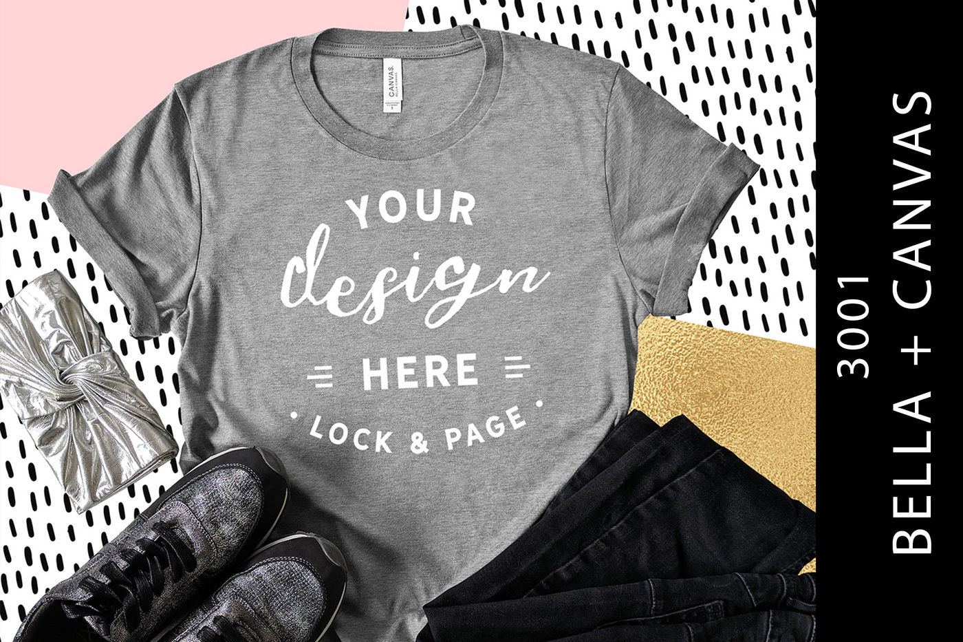 Bella Canvas 3001 Heather Olive Blank apparel flat lay Fall Tee Mockup high resolution digital download styled photo
