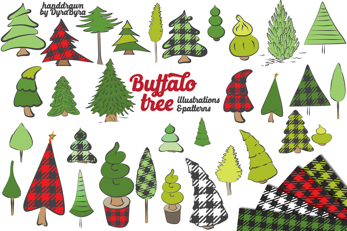 Download Buffalo Plaid Christmas Trees - Vector, SVG, EPS By ...