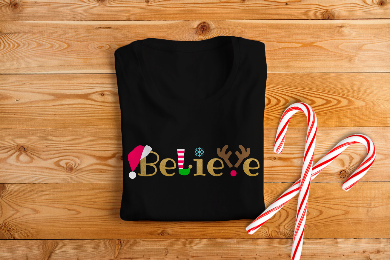 Christmas Believe Word Art Svg Png Dxf By Designed By Geeks Thehungryjpeg Com