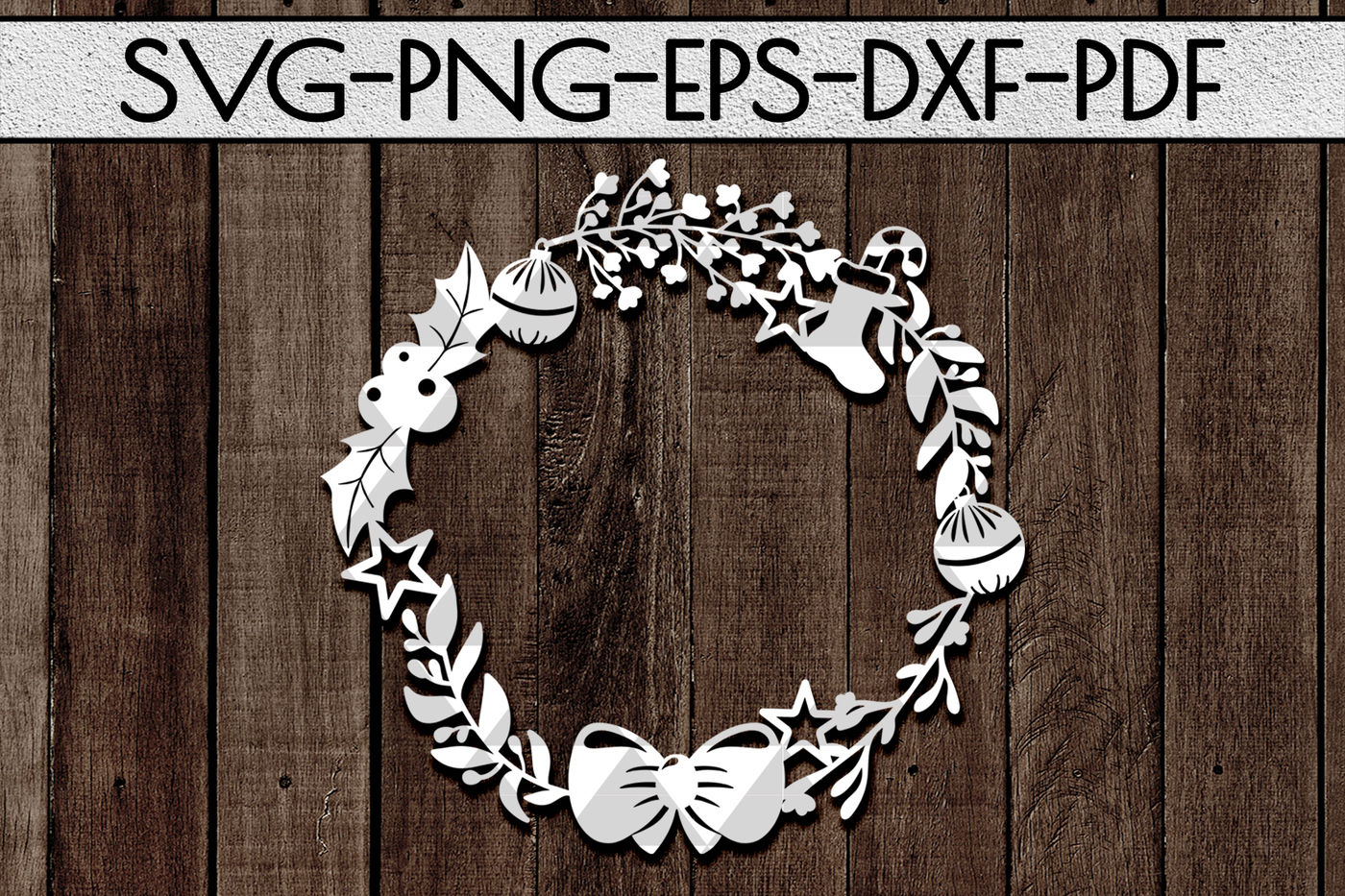 Christmas Wreath Svg Cutting File Xmas Door Decor Papercut Dxf Pdf By Mulia Designs Thehungryjpeg Com