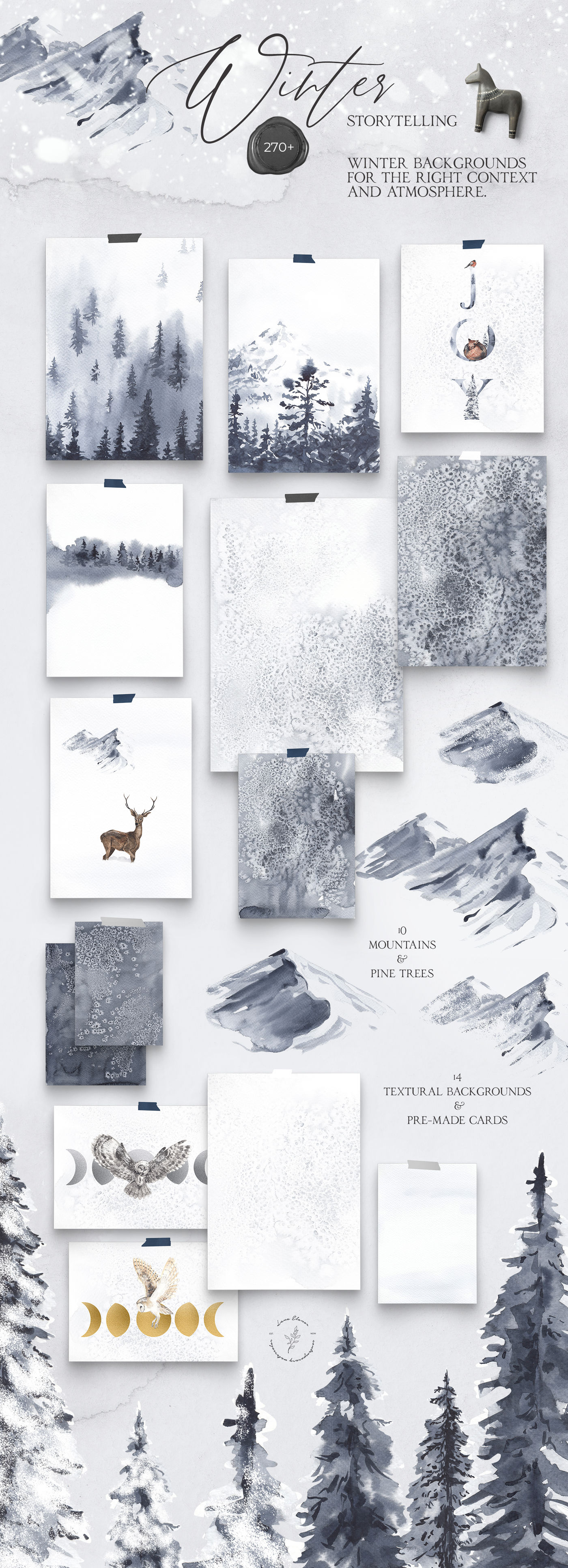 Winter Storytelling Christmas Watercolor Collection By Lana Elanor Thehungryjpeg Com