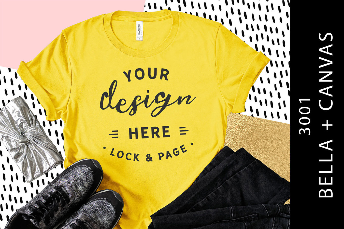 Download Yellow Bella Canvas 3001 Mockup Women S T Shirt By Lock And Page Thehungryjpeg Com PSD Mockup Templates