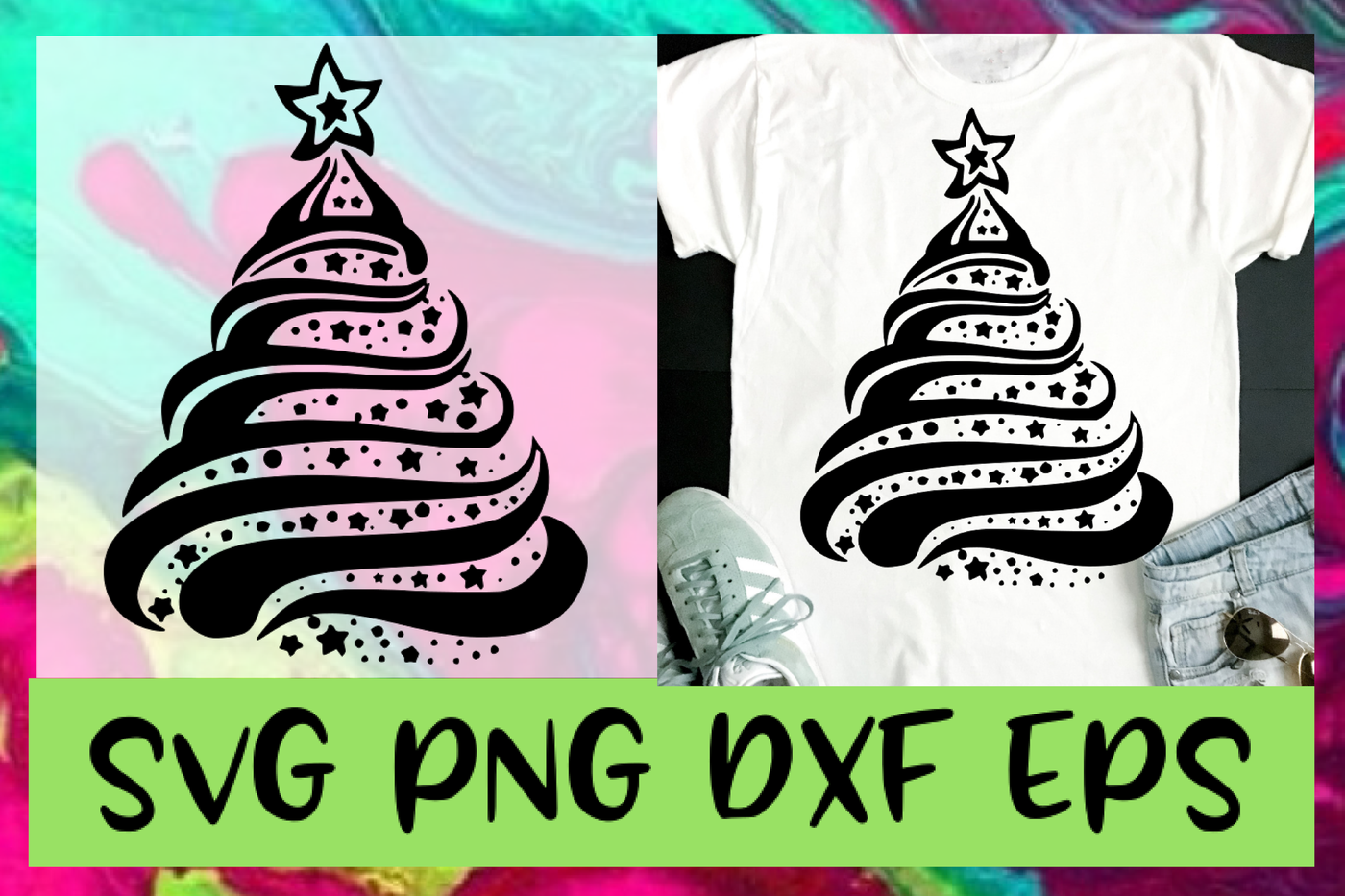 Download Beautiful Christmas Tree Silhouette SVG PNG DXF & EPS Design Files By EmsDigItems ...