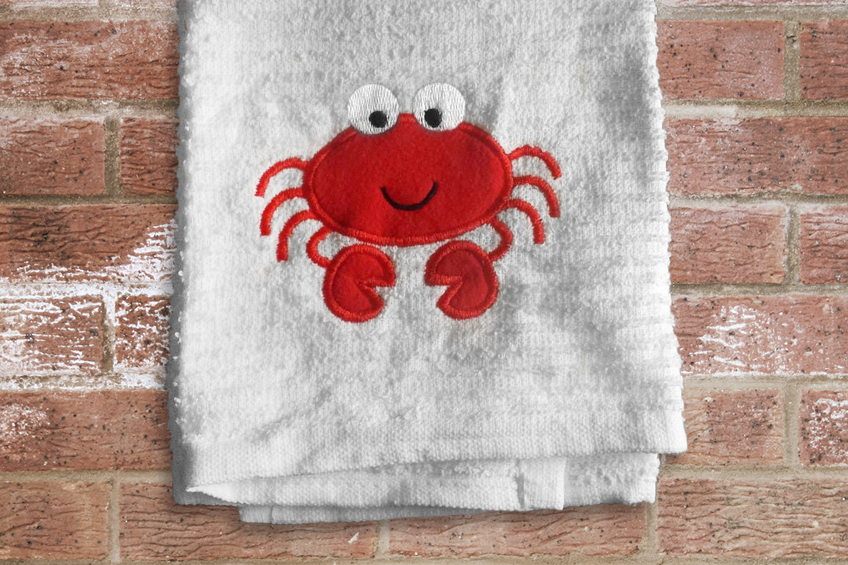 Cute Cartoon Crab | Applique Embroidery By Designed by Geeks | TheHungryJPEG