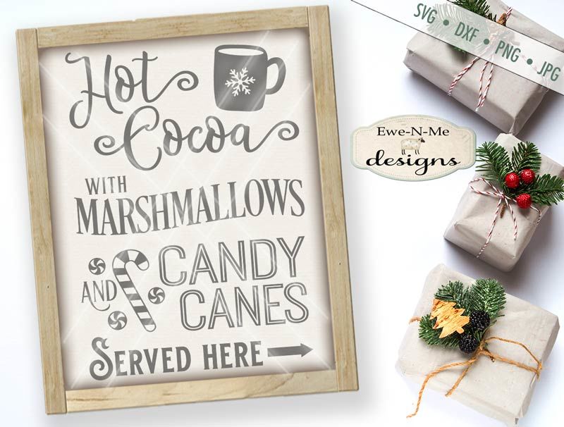 Hot Cocoa Marshmallow Candy Canes Svg By Ewe N Me Designs Thehungryjpeg Com