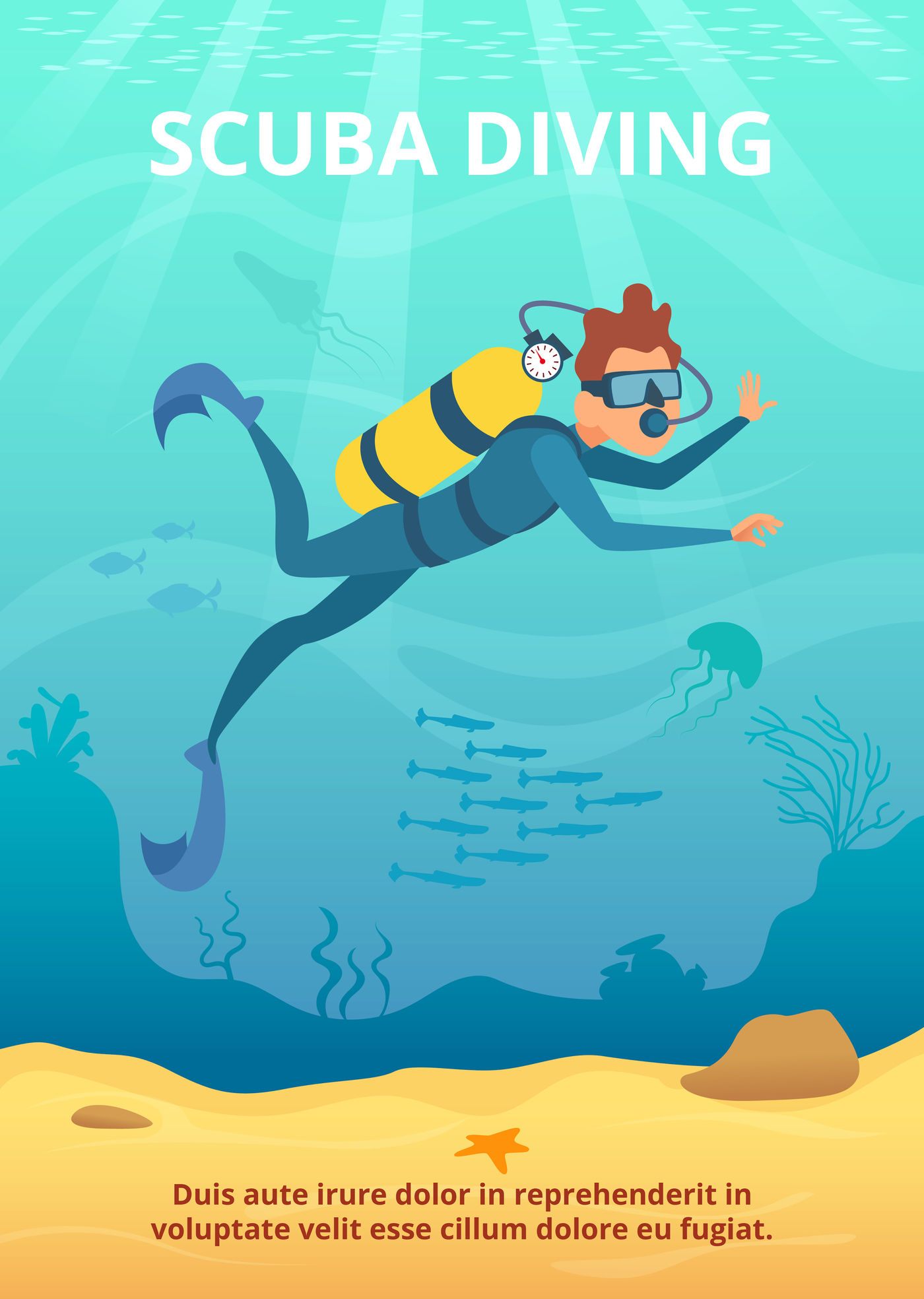 Underwater background picture with cartoon diver By ONYX