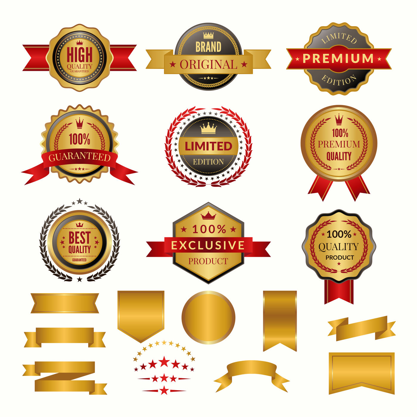 Collection Of Guarantee Luxury Gold Badges