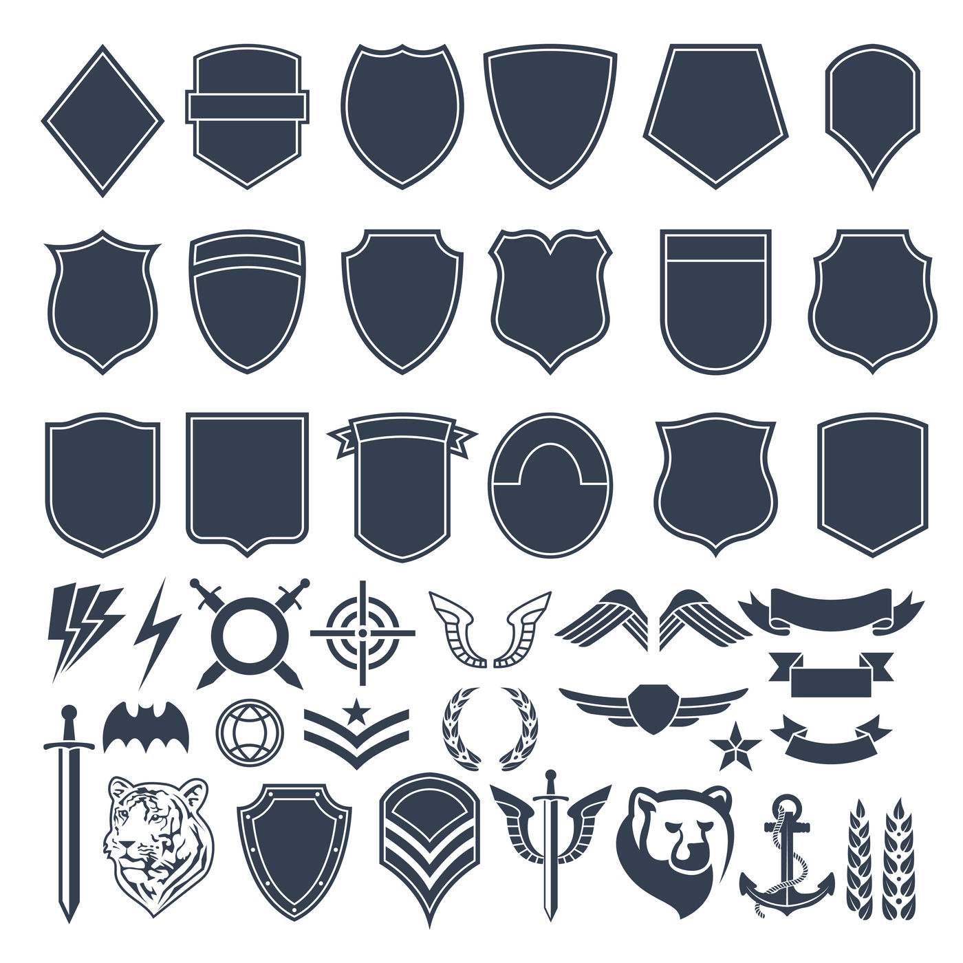 Set Of Empty Shapes For Military Badges Army Monochrome Symbols By Onyx Thehungryjpeg Com