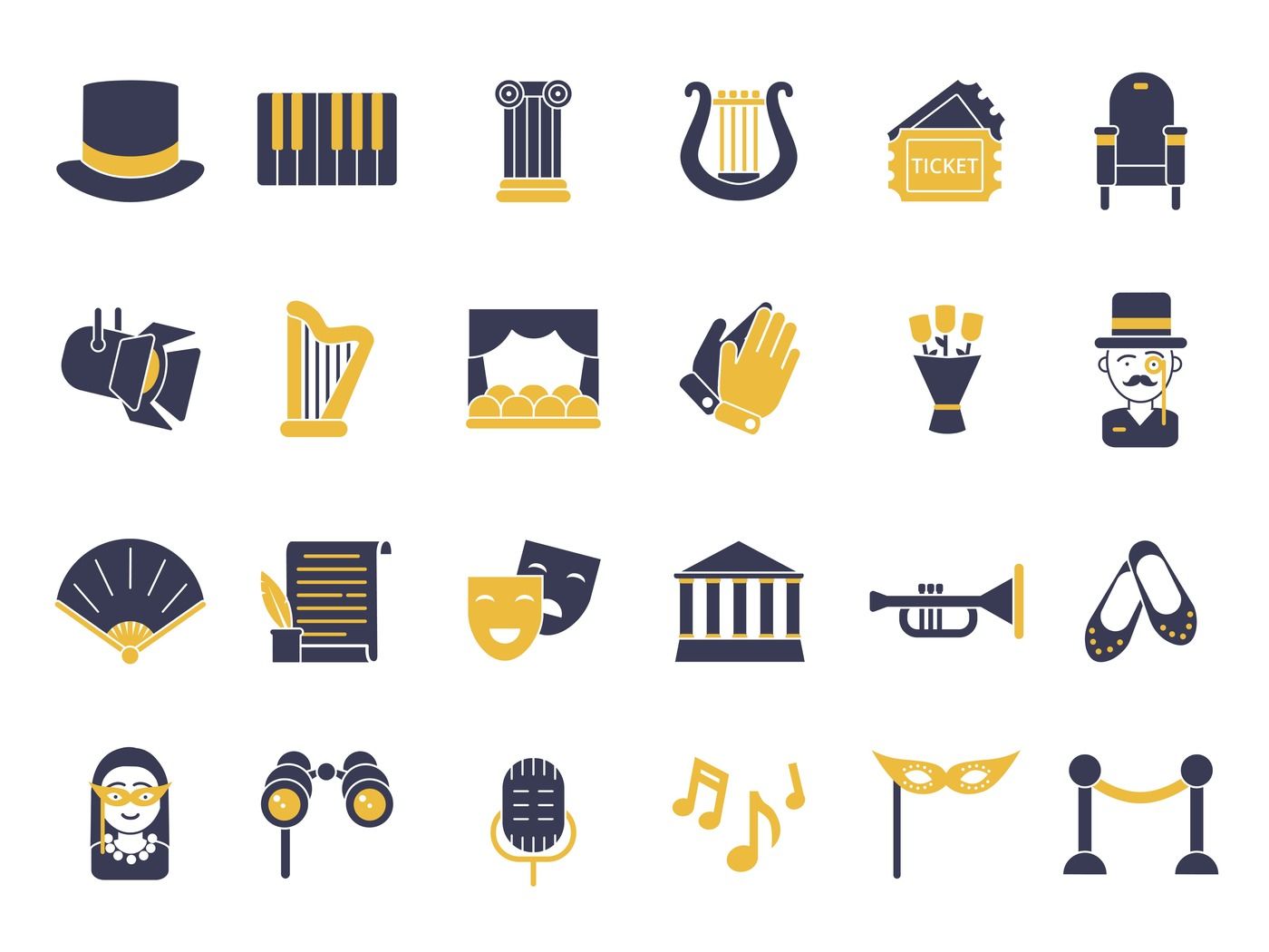 Monochrome icon set of theatre theme By ONYX | TheHungryJPEG