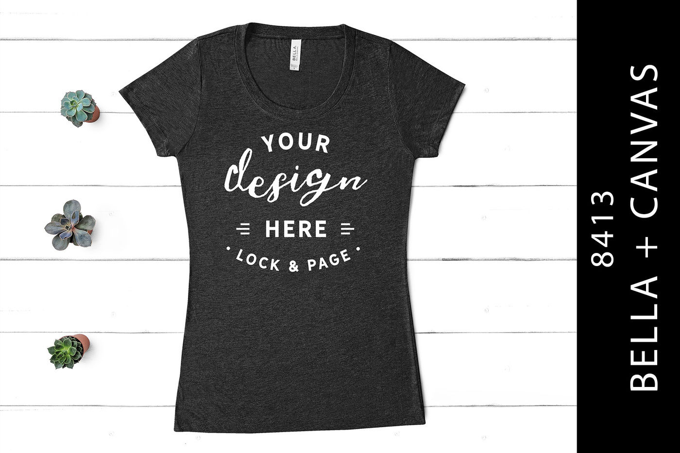 Download Charcoal Black Bella Canvas 8413 Triblend T-Shirt Mockup ...