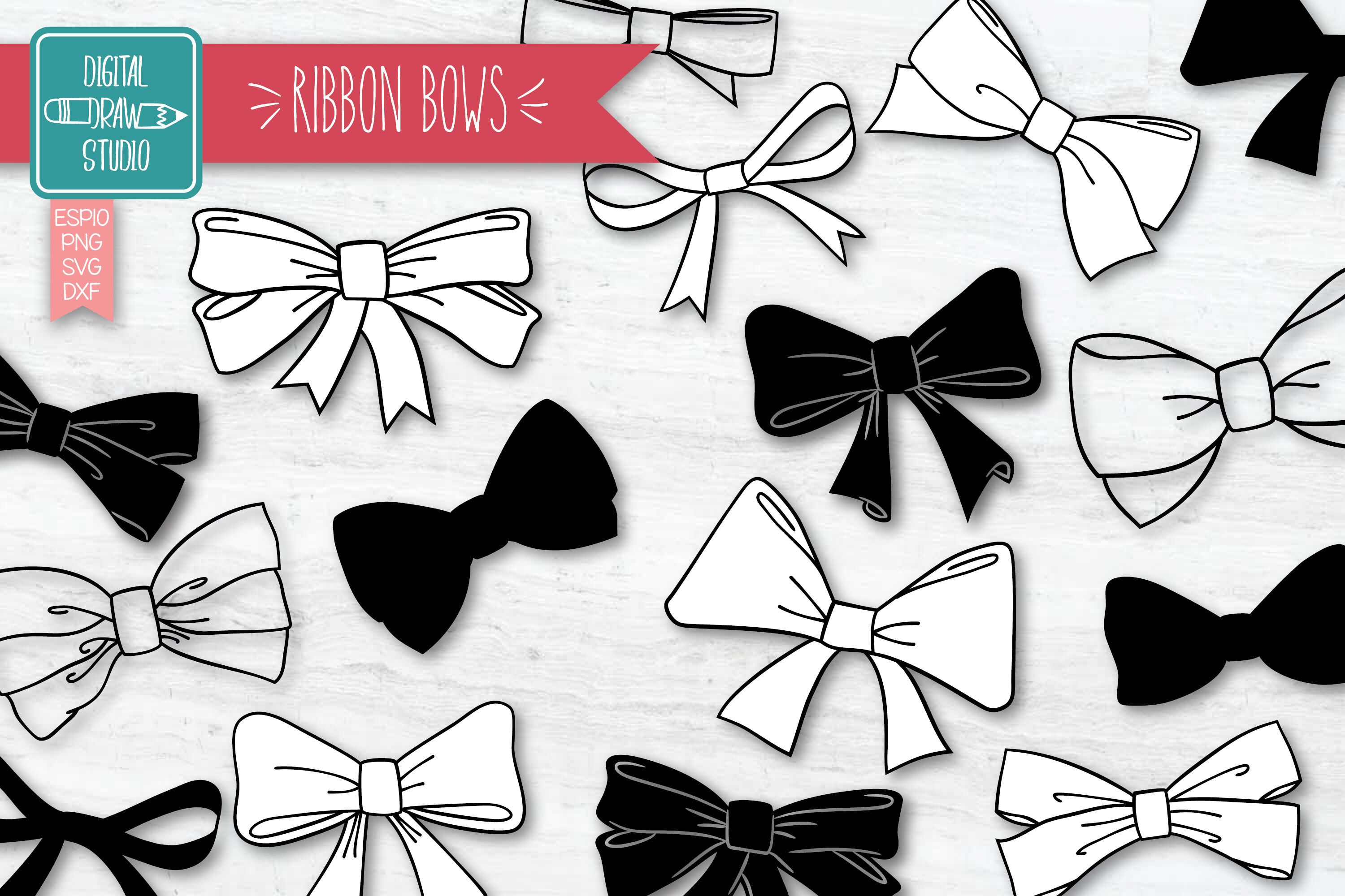 Hand Drawn Bows Bow Tie Illustration Ribbon Fashion Accessories By Digital Draw Studio Thehungryjpeg Com