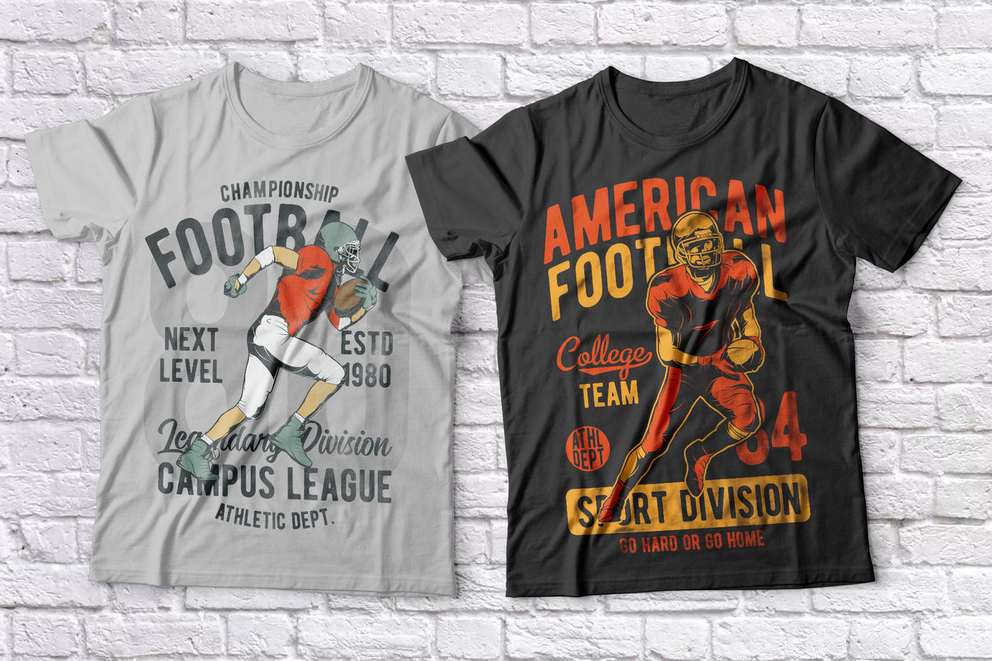 American football t-shirts set By Vozzy Vintage Fonts and Graphics |  TheHungryJPEG