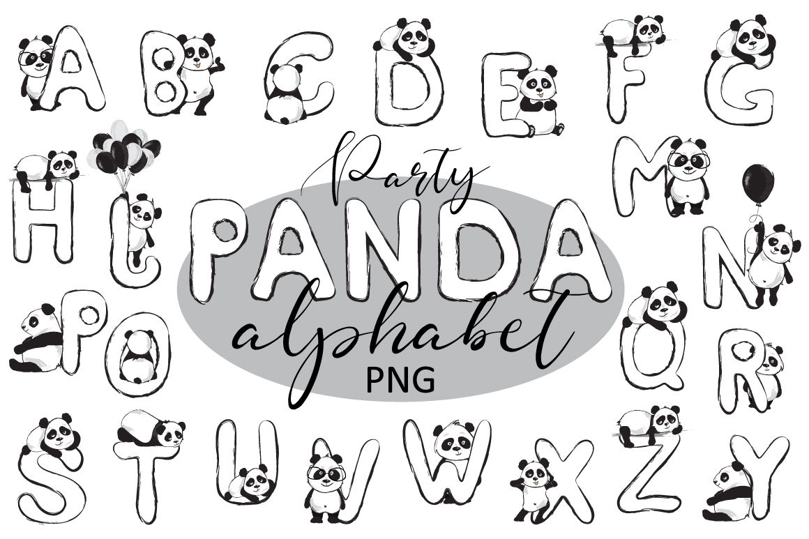 Party Panda Cute Animals Alphabet Png By Evgeniiasart Thehungryjpeg Com