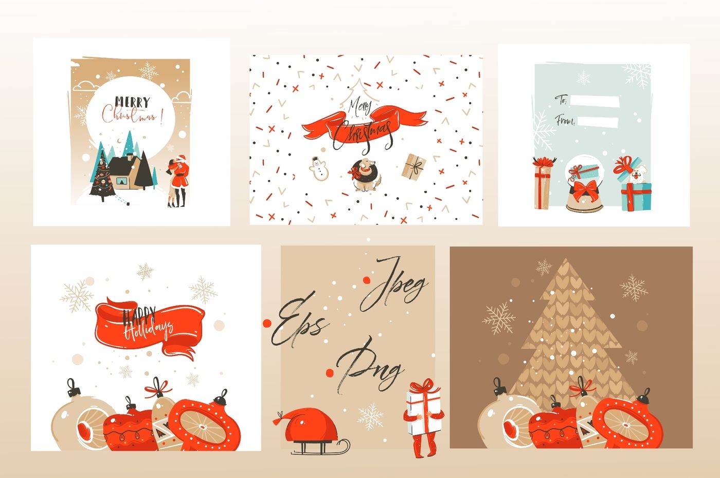 Christmas cards set By Anastasy_helter | TheHungryJPEG.com