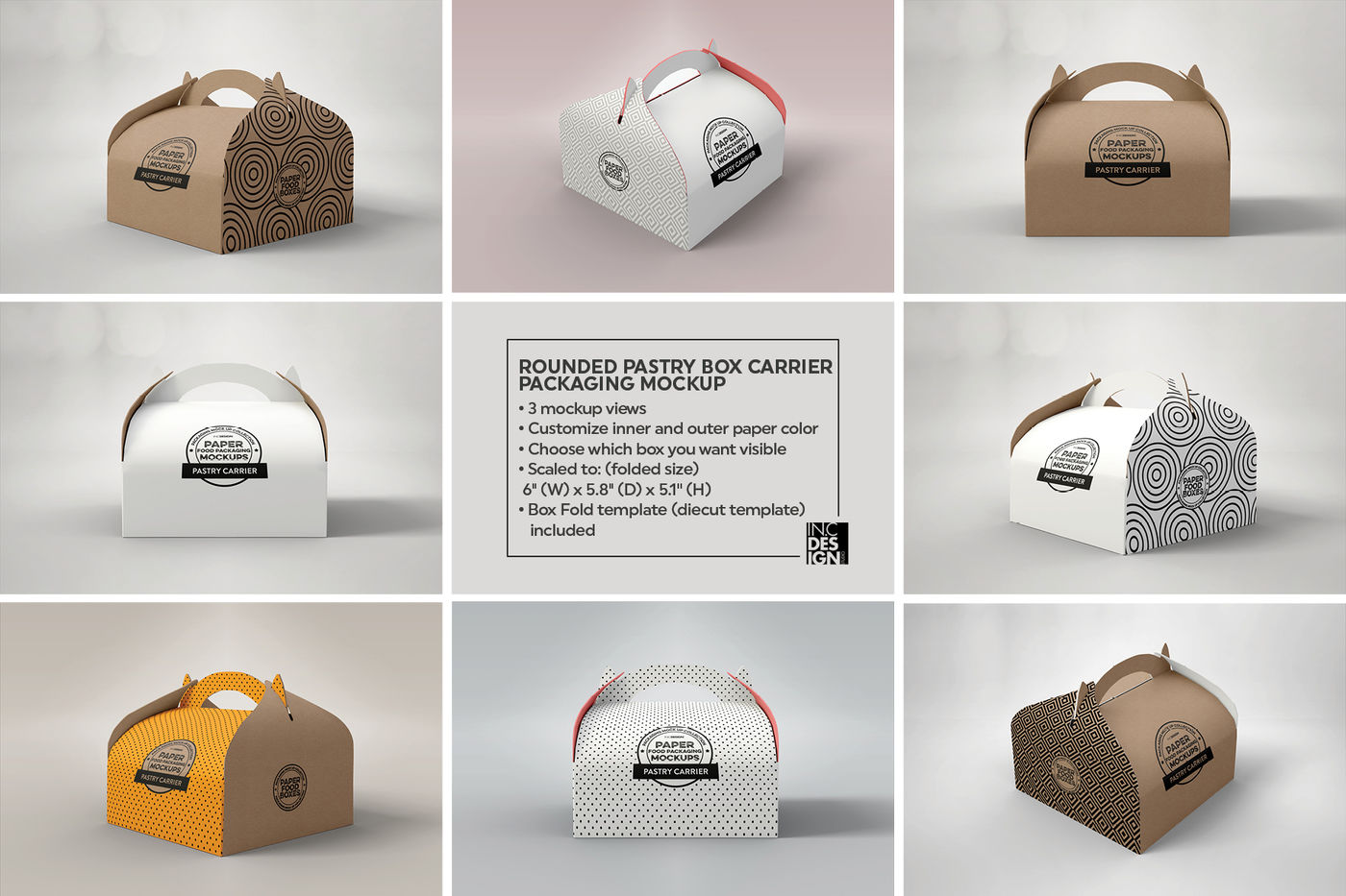Vol 13: Paper Food Box Packaging Mockups By INC Design Studio