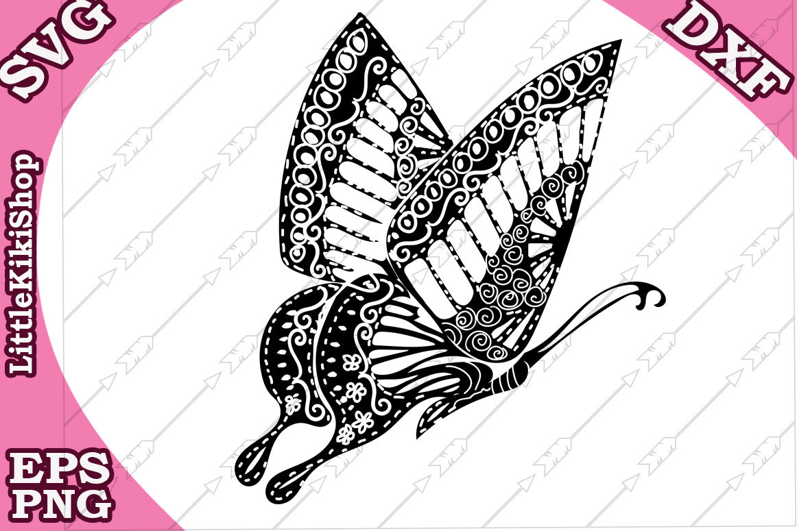 Zentangle Butterfly Svg Mandala Butterfly Butterfly Cut File By Littlekikishop Thehungryjpeg Com