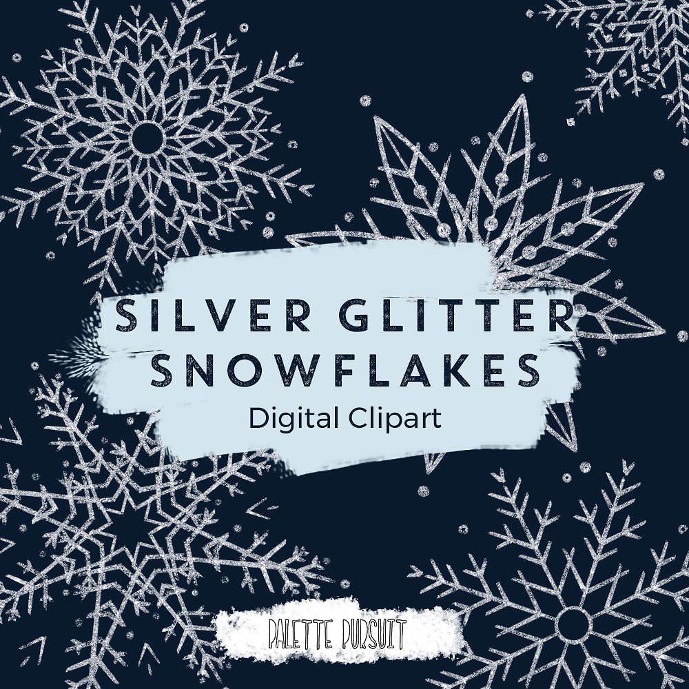 Pink Glitter Snowflakes Clipart 300 dpi PNG,Instant Download Clipart Overlays Winter Silver Glitter Snowflakes Digital Collage