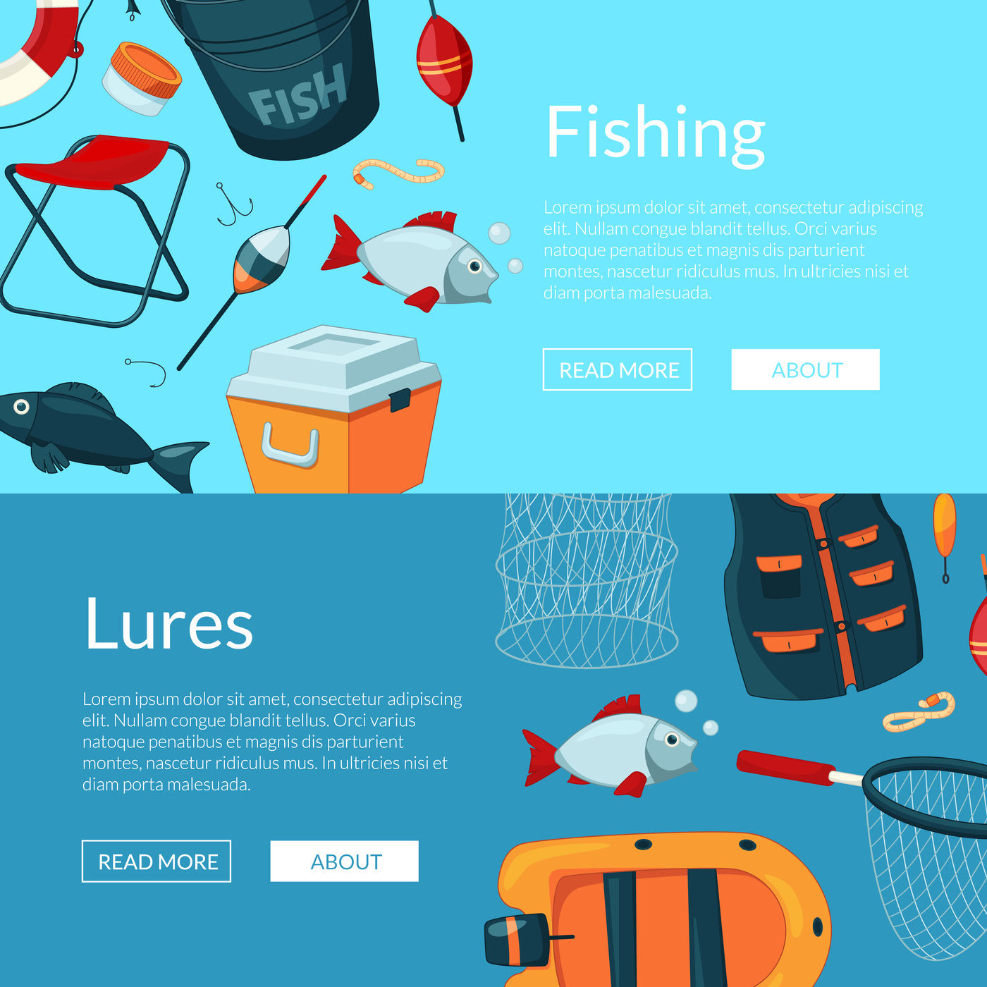 Download Vector banners illustration with cartoon fishing By ONYX ...