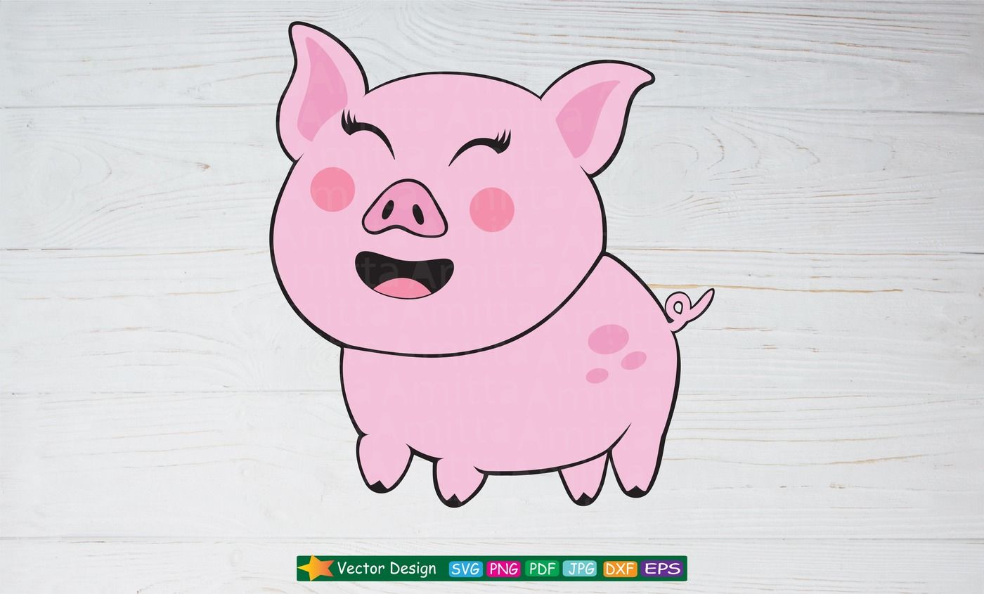 Download Happy Pig SVG cut file - Cute Pig face svg By AmittaArt ...