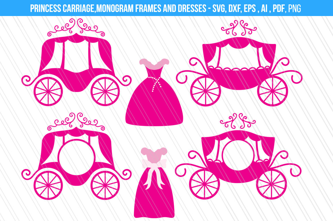 Princess Carriage Cindrella Dress Svg Dxf Cut Files By Aivosdesigns Thehungryjpeg Com
