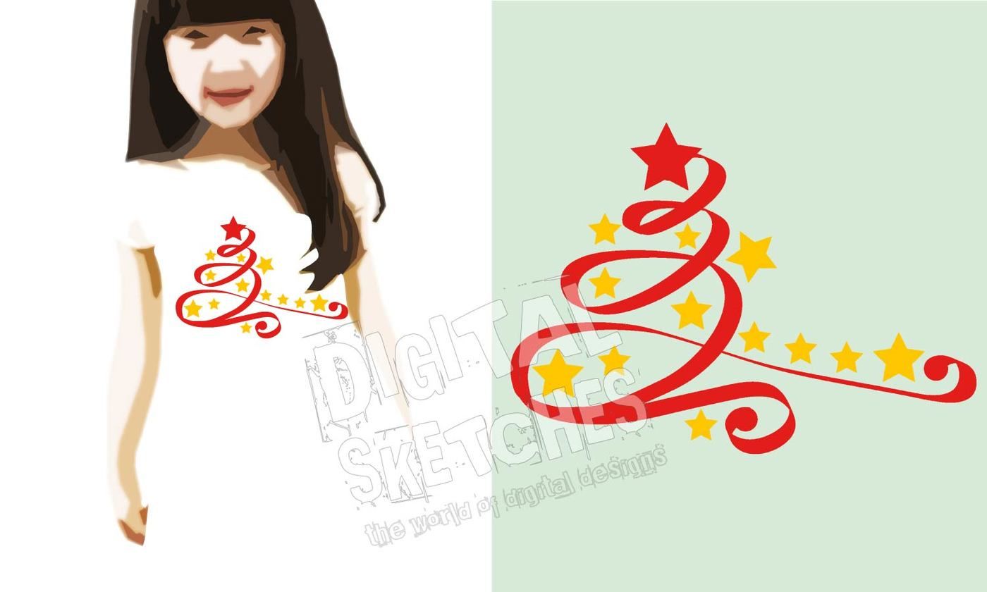 Christmas Tree Stars Cut File Vector Siahouette Svg Dxf By Digital Sketches Thehungryjpeg Com