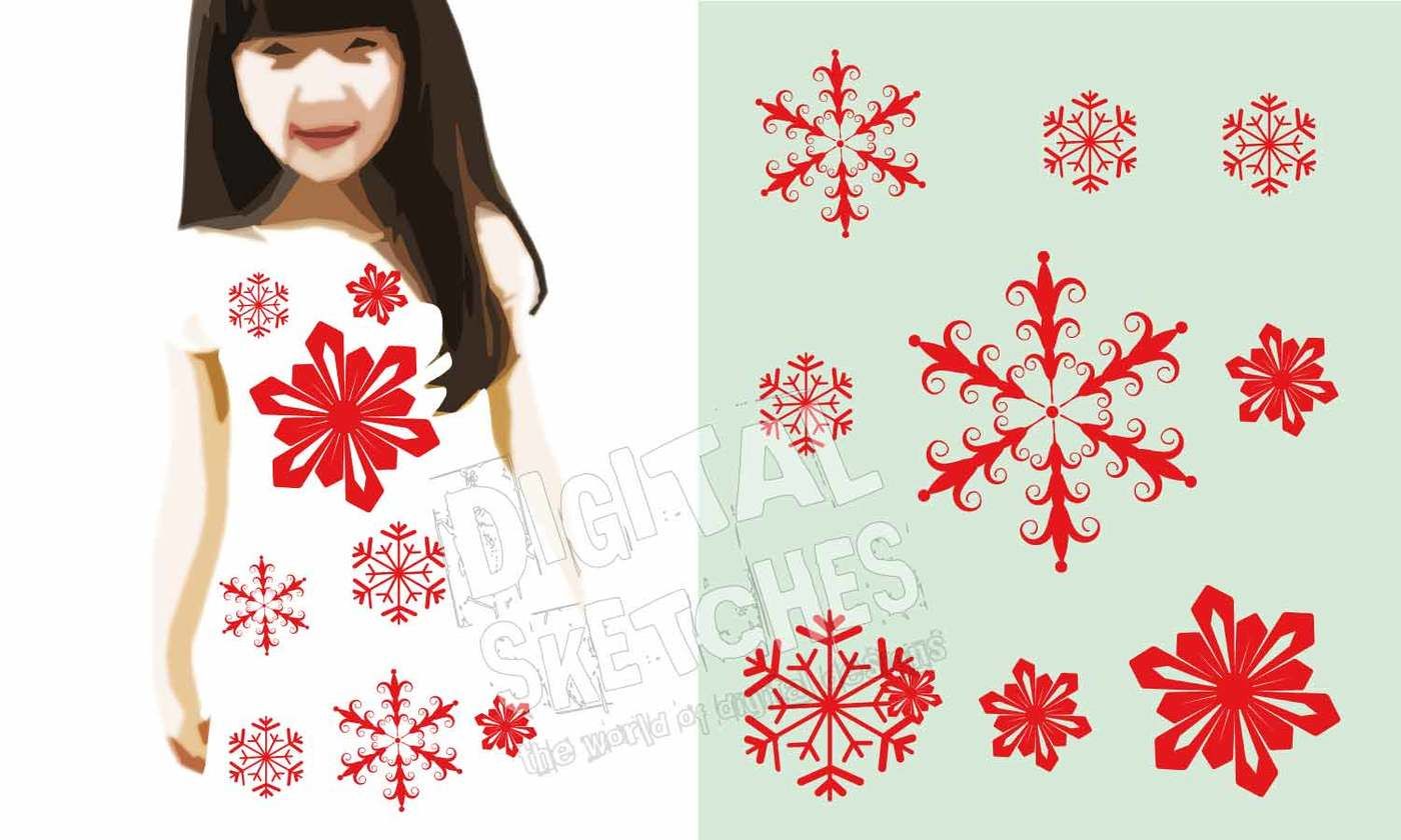 Snowflakes Cut File Set Christmas Vector Silhouette Svg Dx By Digital Sketches Thehungryjpeg Com