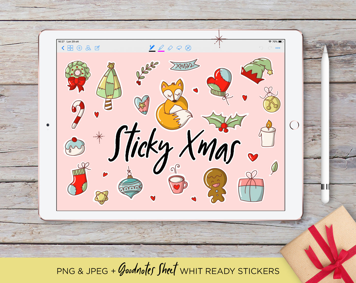 Xmas Clipart Ipad Stickers For Goodnotes By Tinypaper Thehungryjpeg Com